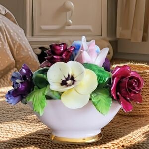 Staffordshire Bone China Bouquet Of Colorful Assorted Flowers
